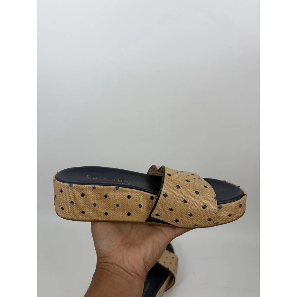 Kate Spade Breeze Raffia Platform Slide Sandals 8.5 B Coastal Resort Vacation